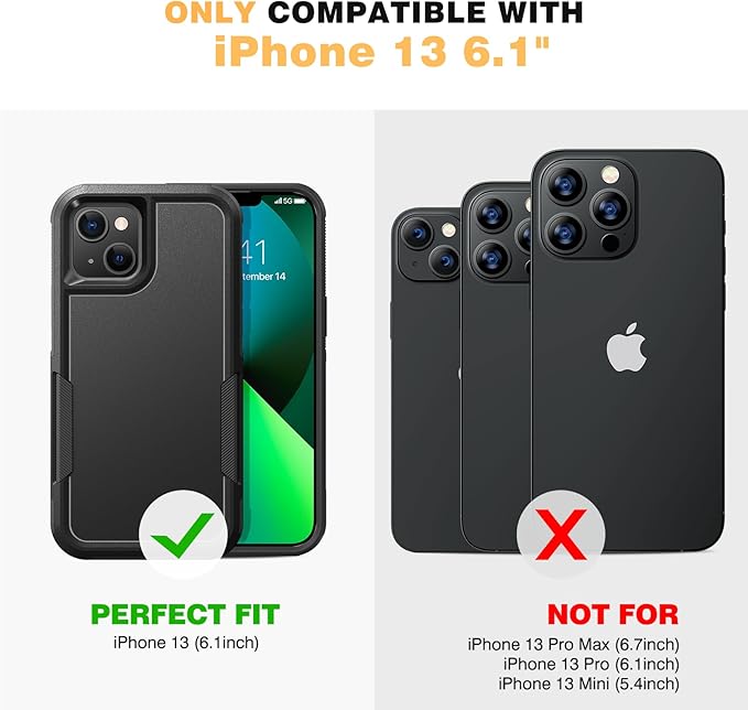 Diaclara Designed for iPhone 13 Case, [with Privacy Screen Protector] [Anti Spy] [Military Grade Drop Protection] Heavy Duty Full-Body Shockproof Phone Case, Black