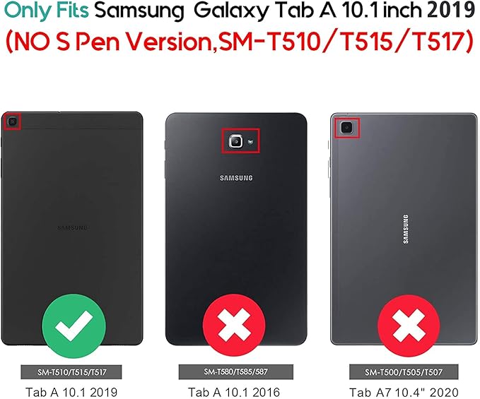 Case for Samsung Galaxy Tab A 10.1 2019 (SM-T510/T515) Tablet with Pencil Holder, Multiangle Stand Wallet Design Cover, Purple Marble