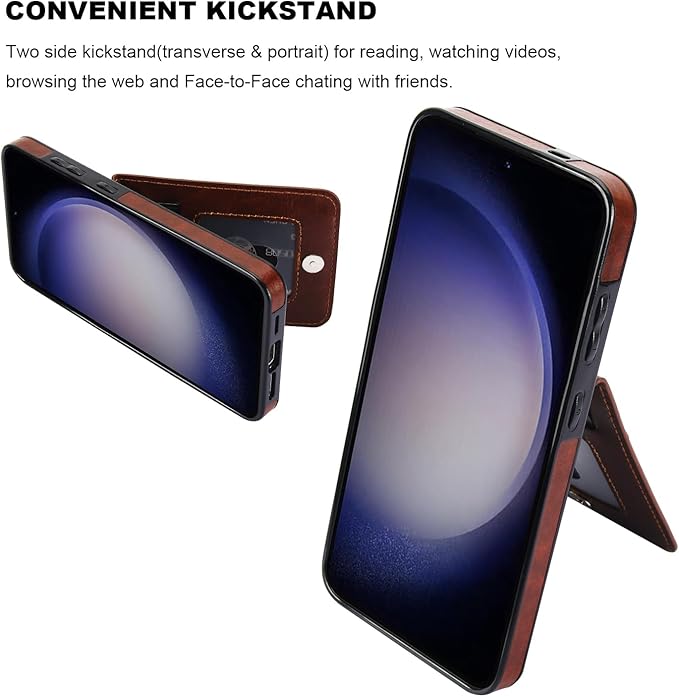 KIHUWEY for Samsung Galaxy S24 Plus Case Wallet with Credit Card Holder, Flip Premium Leather Magnetic Clasp Kickstand Heavy Duty Protective Cover for Samsung Galaxy S24 Plus 6.7" (Brown)