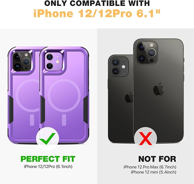 Diaclara Magnetic for iPhone 12 Case/iPhone 12 Pro Case, [with Privacy Screen Protector] [Anti Spy] [Military Grade Drop Protection] Heavy Duty Full-Body Shockproof Phone Case, Purple