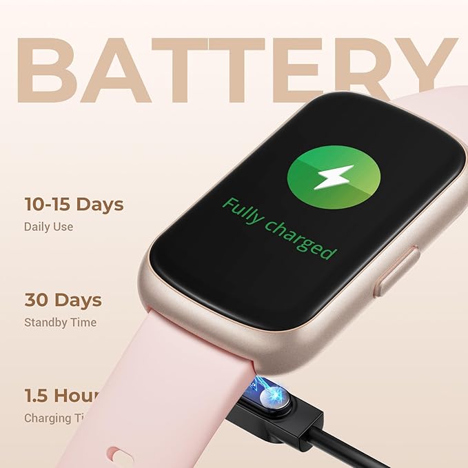 Health Fitness Tracker Smart Watch with 24/7 Heart Rate, Blood Oxygen, Sleep Tracker, Pedometer, 3 Colorful Bands & 3ATM Waterproof Activity Tracker with Step Calorie Counter, Bubble Pink