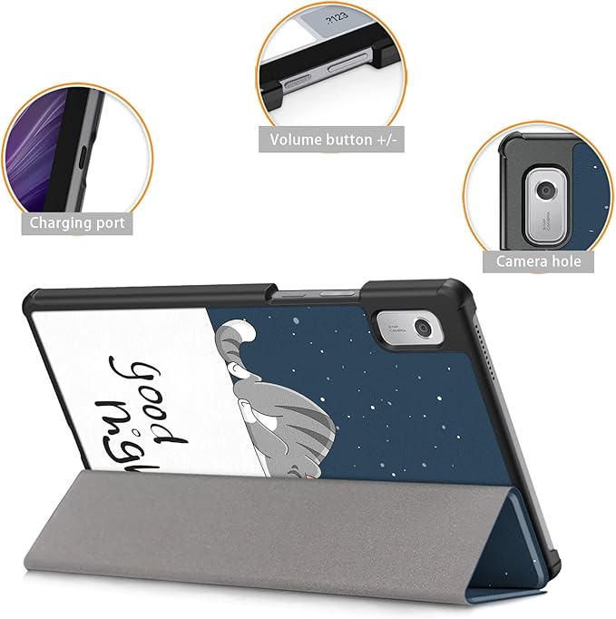Case Compatible with Nook 9 Lenovo Tablet 2024/Lenovo Tab M9 9Inch Tablet TB310FU 2023 Lightweight Slim Stand Cover,Lazy cat