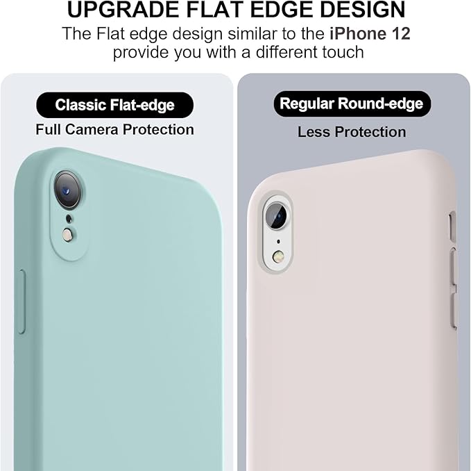 Vooii Compatible with iPhone XR Case, Upgraded Liquid Silicone with [Flat Edges] [Camera Protection] [Soft Anti-Scratch Microfiber Lining] Phone Case for iPhone 10 XR 6.1 inch - Mint