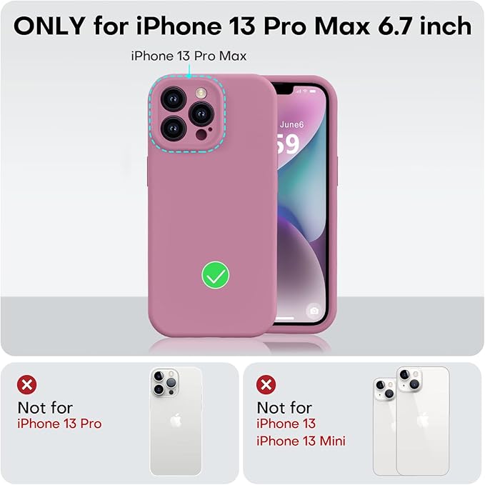 Vooii Compatible with iPhone 13 Pro Max Case, Liquid Silicone Upgrade [Camera Protection] [Soft Anti-Scratch Microfiber Lining] Shockproof Phone Case for iPhone 13 Pro Max 6.7 inch - Lavender Purple