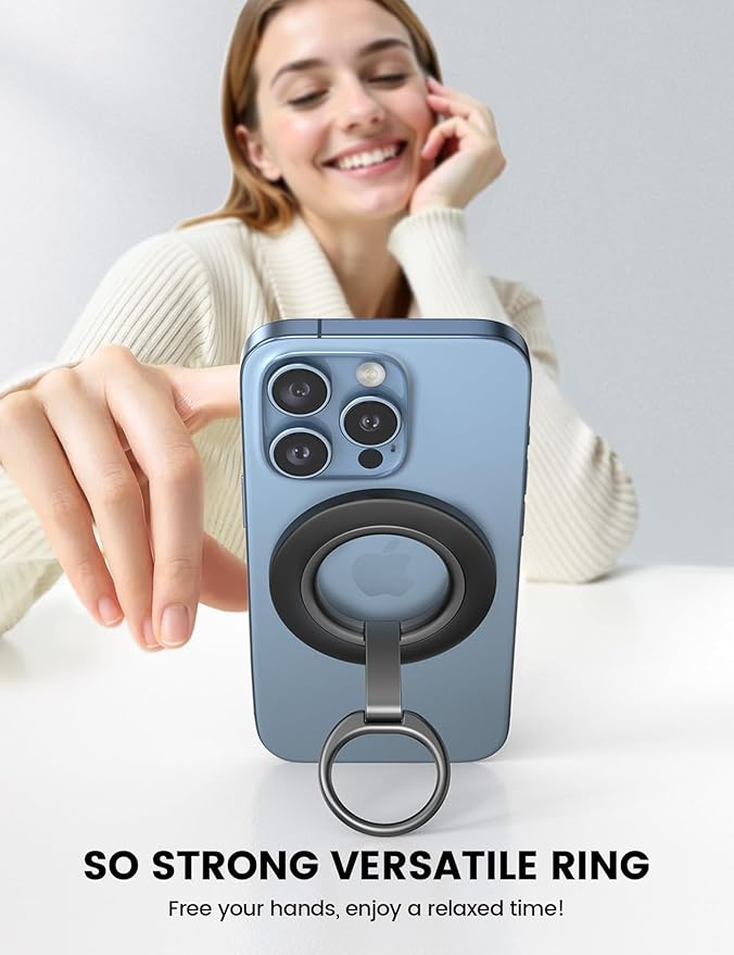 Lamicall for MagSafe Magnetic Phone Grip Stand - [Upgrade Dual-Hinge] Finger Ring Holder, 360° Rotation Phone Kickstand Super Magnet Ring, Mag Safe Accessories for iPhone 17 16 Pro Max Air, Androids