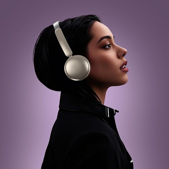 LORELEI Q60 Wireless Bluetooth On-Ear Headphones Lightweight ，Built-in Micphone, 40 Hours Up Battery Life, Bass Mode, Memory Earmuffs (Starlight)