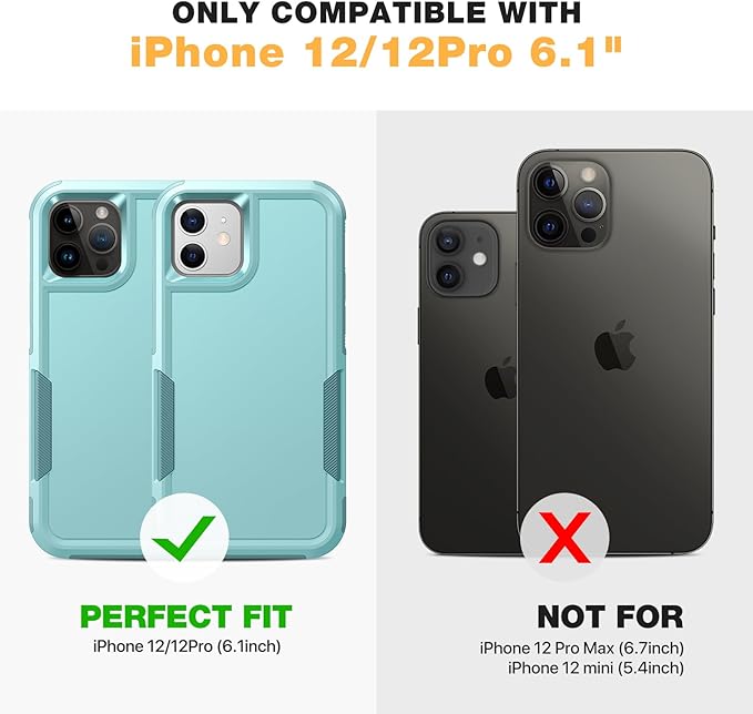 Diaclara Designed for iPhone 12 Case/iPhone 12 Pro Case, [with Privacy Screen Protector] [Anti Spy] [Military Grade Drop Protection] Heavy Duty Full-Body Shockproof Phone Case, Mint Green