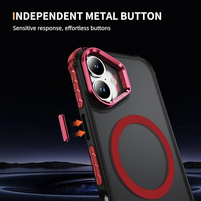 16 Case for iPhone 16 Phone 6.1 Inch, with Camera Stand [Compatible with MagSafe] Military-Grade Drop Protection Magnetic Case for iPhone 16, Red