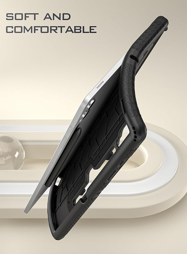 Poetic TurtleSkin Case for Samsung Galaxy Tab S10 Plus (2024 Release) / S9 Plus (2023 Release) 12.4 inch Case with S Pen Holder, Heavy Duty Shockproof Kids Friendly Protective Silicone Cover, Black