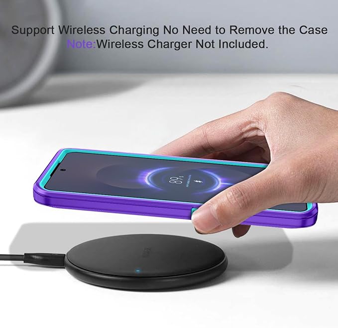 for Samsung Galaxy S25 Edge Case Heavy Duty Protective Shockproof Dropproof 3-Layer Full Body Protection [Without Screen Protector] Tough Rugged Case for Galaxy S25 Edge,Purple/Green