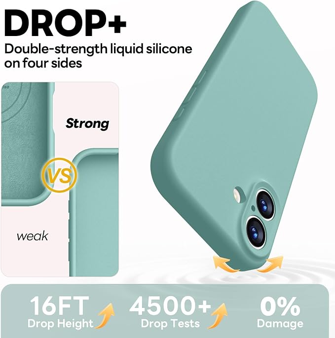 Vooii Magnetic Compatible with iPhone 17 Case (Compatible with Magsafe) (Upgraded Camera Protection) Liquid Silicone Shockproof Full Body Protective Phone Cover for Women Men, Pine Green, 6.3"