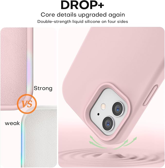 Vooii Compatible with iPhone 12 Case/iPhone 12 Pro Case, Liquid Silicone Upgrade [Soft Anti-Scratch Microfiber Lining] [Shockproof Drop Protection] Phone Case 6.1 inch - Pink Sand