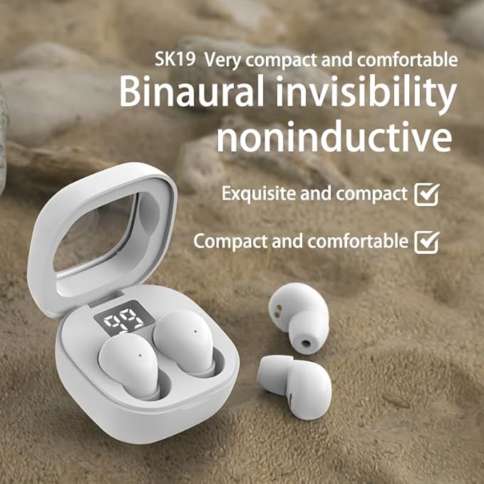 Invisible Mini Earbuds for Work and Sleep, Best for Small Ear Canals, Bluetooth 5.3, 24 Hours Battery Life (White)
