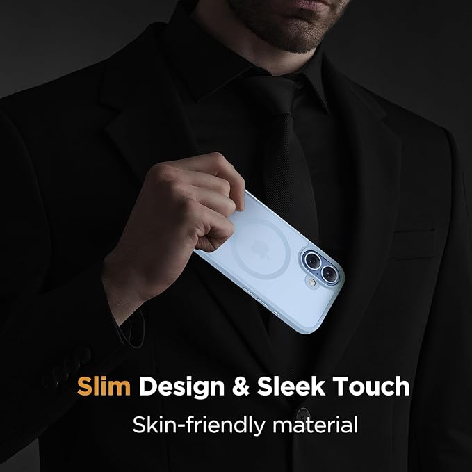 Miracase Magnetic for iPhone 17 Case (Compatible with MagSafe) with Screen Protector Military-Grade Protection, Anti-Fingerprint Translucent Matte Phone Cover for iPhone 17 6.3 inch, Light Blue