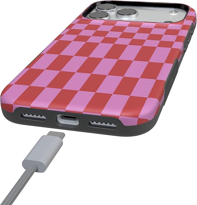 Casely iPhone 17 Pro Case | Vibe Check | Pink Checkerboard | Compatible with MagSafe | Bold Protective Design