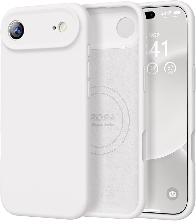 Vooii Magnetic Compatible with iPhone Air Case (Compatible with Magsafe) (Upgraded Camera Protection) Liquid Silicone Shockproof Full Body Protective Phone Cover for Women Men, White, 6.5"