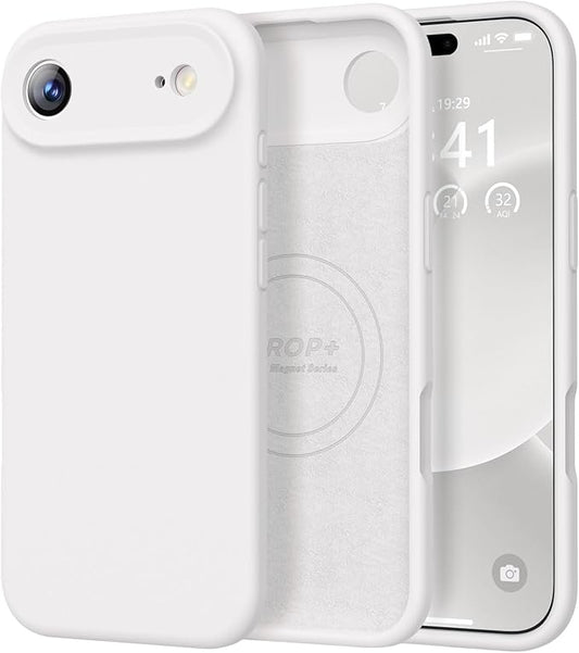 Vooii Magnetic Compatible with iPhone Air Case (Compatible with Magsafe) (Upgraded Camera Protection) Liquid Silicone Shockproof Full Body Protective Phone Cover for Women Men, White, 6.5"