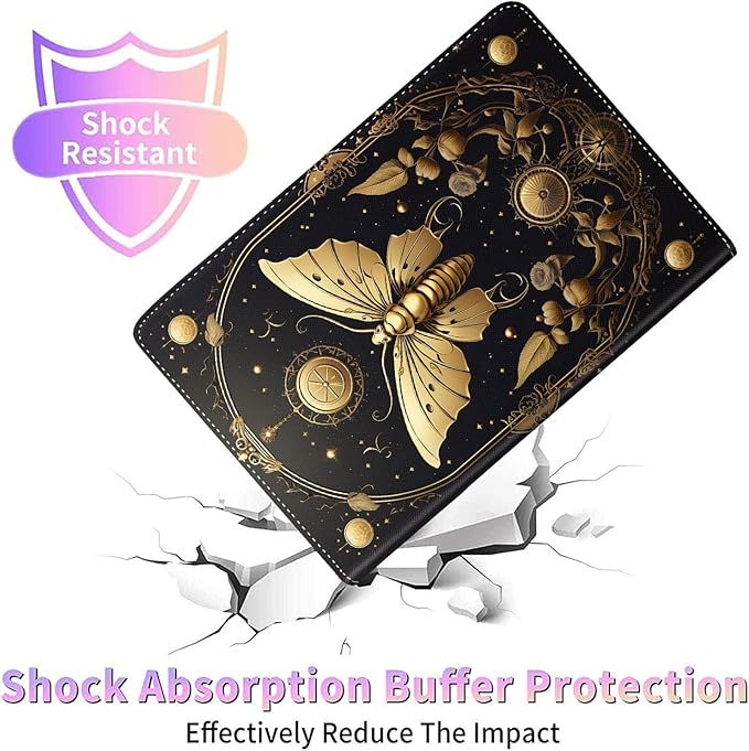 Case for Galaxy Tab A9 Plus ， Auto Sleep/Wake Multi-Angle Viewing Slim Folio Stand Cover for Samsung Galaxy Tab A9+/A9 Plus 11 Inch 2023 (SM-X210/X216/X218), Golden Moth