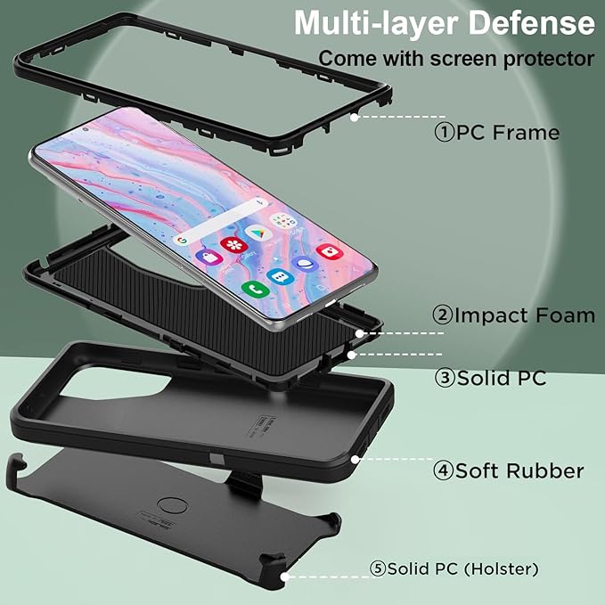 AICase Belt-Clip Holster Case for Samsung Galaxy S25 6.2",Heavy Duty Drop Protection Full Body Rugged Shockproof/Drop Proof/DustProof Military Grade Tough Durable Cover for Samsung S25 2025