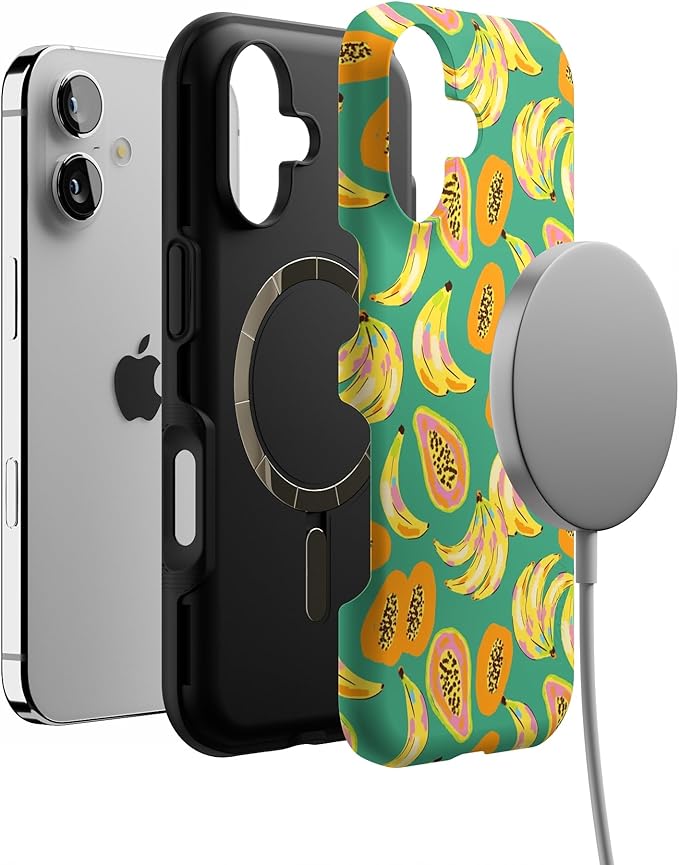 Casely iPhone 17 Case | Papaya Palms | Dippin' Daisy's Tropical Vacation | Bold Protective Design | Compatible with MagSafe