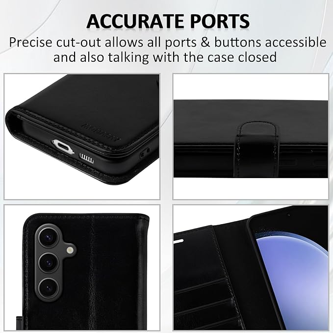 MONASAY Wallet Case Fit for Samsung Galaxy S23 FE 6.4 inch 5G,[RFID Blocking] Flip Folio Leather Cell Phone Cover with Credit Card Holder, Black