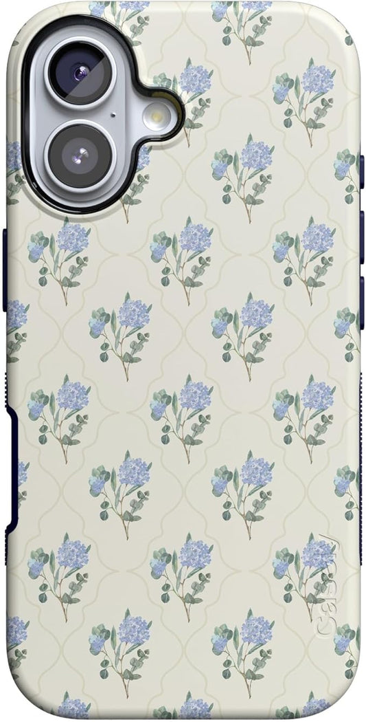 Casely iPhone 17 Case | Vintage Garden | Blue Hydrangea | Compatible with MagSafe | Bold Protective Design
