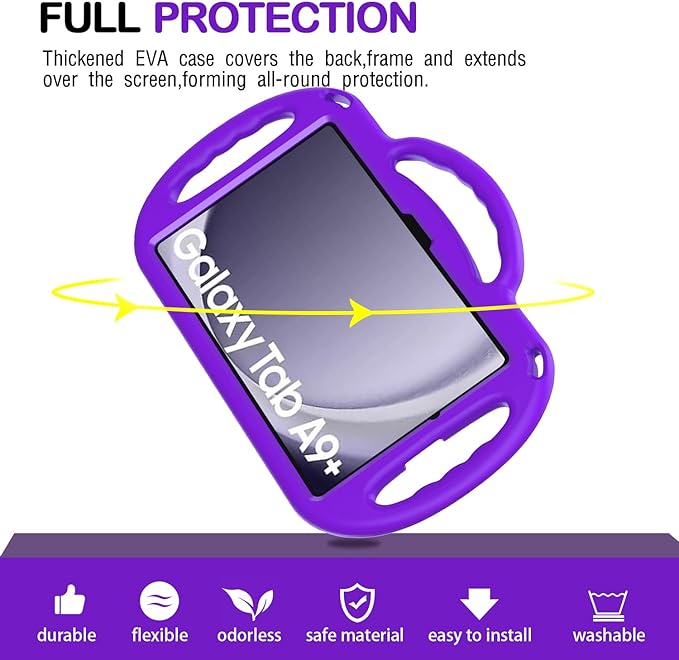 AVAWO Kids Case for Samsung Galaxy Tab A9+/A9 Plus 11 Inch 2023 Case, with Strap, Shockproof Lightweight Handle Stand 2023 Model (SM-X210/X216/X218), Purple