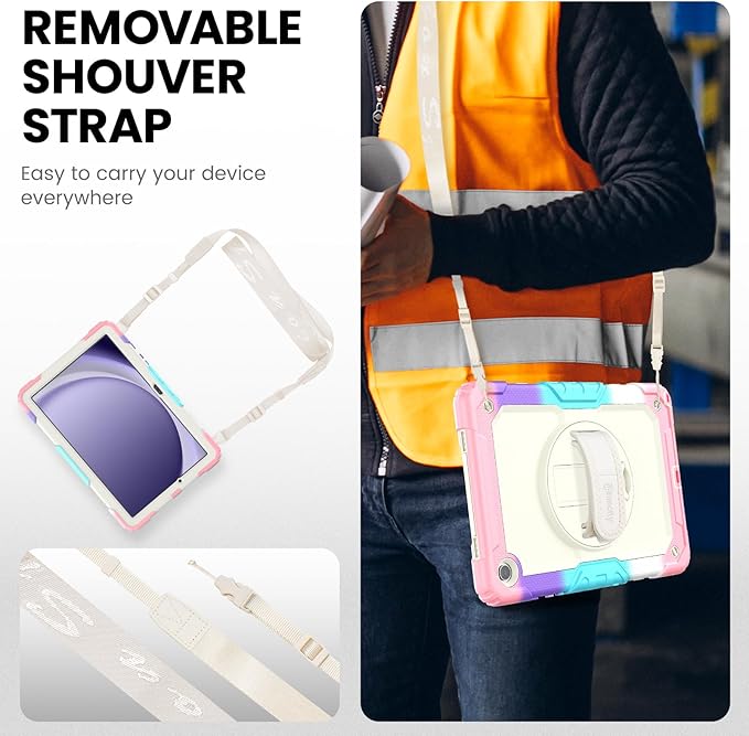 Timecity Case for Samsung Galaxy Tab A9 Plus 11 inch 2024 with Screen Protector for Girls Kids, Shockproof Case for Galaxy Tab A9+ (SM-X210/X216/X218) with Stand Hand/Shoulder Strap- Pink Camo