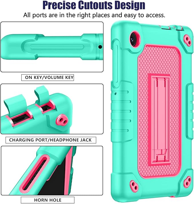for TCL Tab 8 LE Tablet Case,for TCL Tab 8 Plus Tablet Case,Shoulder Strap Shockproof Kids Friendly(Green/Pink)