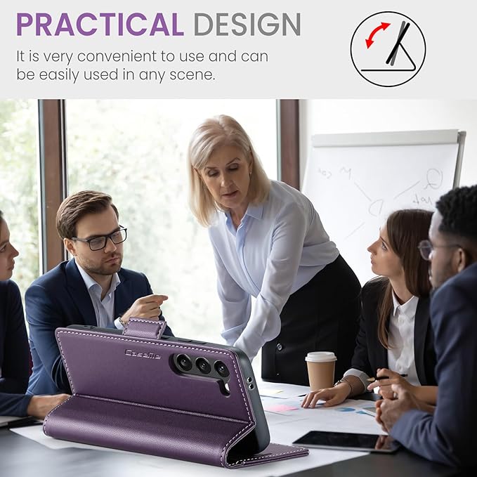 Case for Samsung Galaxy S24 Wallet Case, RFID Blocking PU Leather Flip Folio Cover Card Holder Kickstand Shockproof Phone Case Compatible with Samsung Galaxy S24, Purple