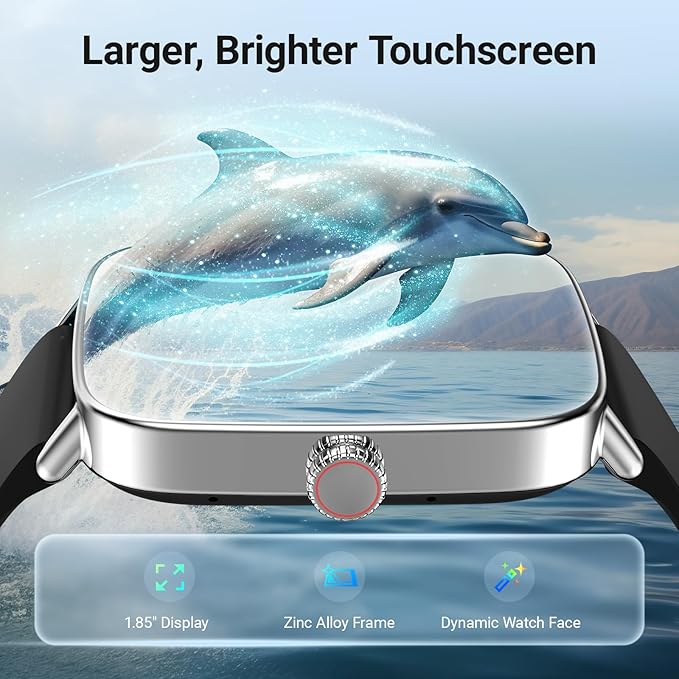 Fitpolo Smart Watch for Men Women, Stainless Steel Bezel Fitness Tracker (Make/Answer Calls), IP68 Waterproof, Heart Rate SpO2 Monitor, Sleep & Activity Tracking Smartwatch for Android Phones iPhone