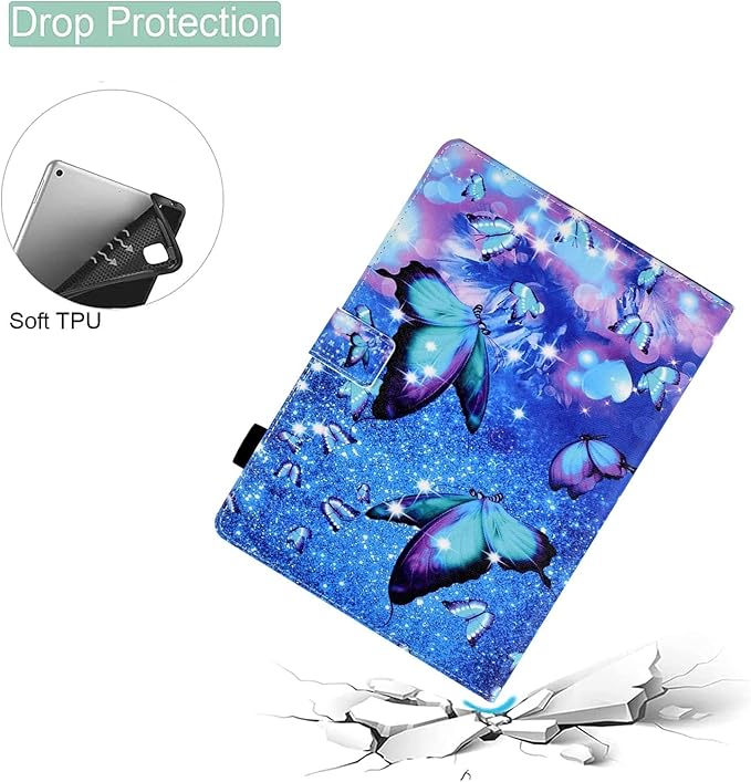 Case for Samsung Galaxy Tab A9+/A9 Plus 11 inch 2023 2024(SM-X210/X216/X218),PU Leather Multi Angle Stand Cover Slim Folio Protective Case for Galaxy Tab A9 Plus, Auto Wake/Sleep,Blue Butterfly