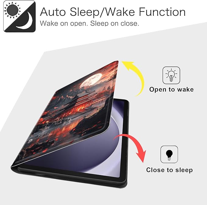 Case for Samsung Galaxy Tab A9 8.7-Inch 2023, Slim PU Leather Stand Cover with Auto Wake/Sleep, Multi-Angle Viewing & Shockproof, Ancient Buildings