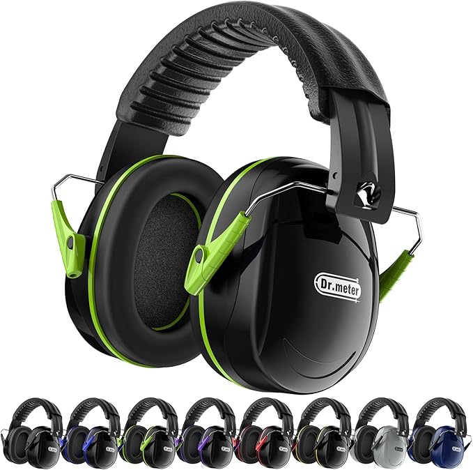 Dr.meter Hearing Protection Ear Muffs, 31dB Noise Reduction Safety Earmuffs for Adults Kids Autism Sensory, Range Ear Protection Earmuff for Mowing, Concentration and Garden Work