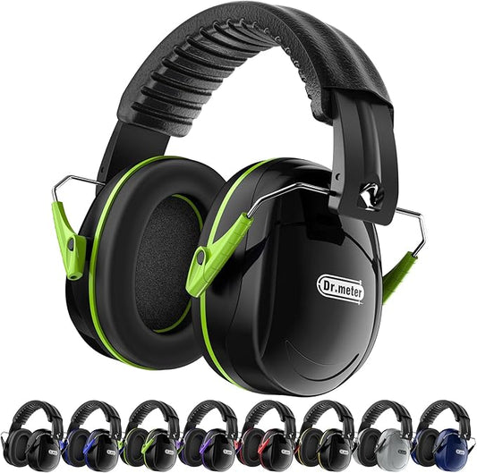 Dr.meter Hearing Protection Ear Muffs, 31dB Noise Reduction Safety Earmuffs for Adults Kids Autism Sensory, Range Ear Protection Earmuff for Mowing, Concentration and Garden Work