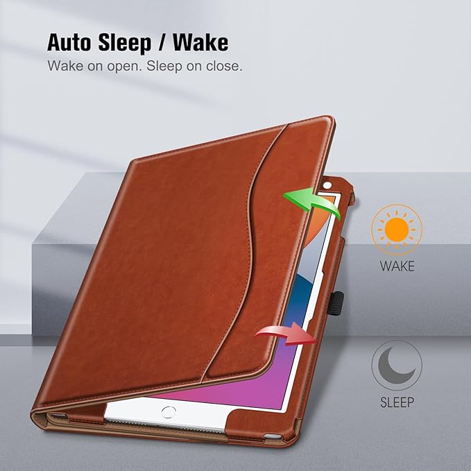 Fintie Case for iPad 9th / 8th / 7th Generation (2021/2020/2019) 10.2 Inch - [Corner Protection] Multi-Angle Viewing Stand Cover with Pocket & Pencil Holder, Auto Sleep Wake, Vintage Brown