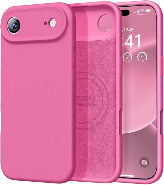 Vooii Magnetic Compatible with iPhone Air Case (Compatible with Magsafe) (Upgraded Camera Protection) Liquid Silicone Shockproof Full Body Protective Phone Cover for Women Men, Pitaya, 6.5"