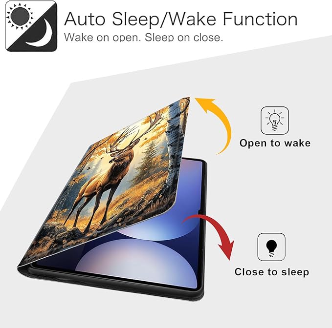 Case for Samsung Galaxy Tab S10 Ultra/Galaxy Tab S9/S8 Ultra 14.6-Inch, Slim PU Leather Stand Cover with Auto Wake/Sleep, Multi-Angle Viewing & Shockproof, Autumn Deer