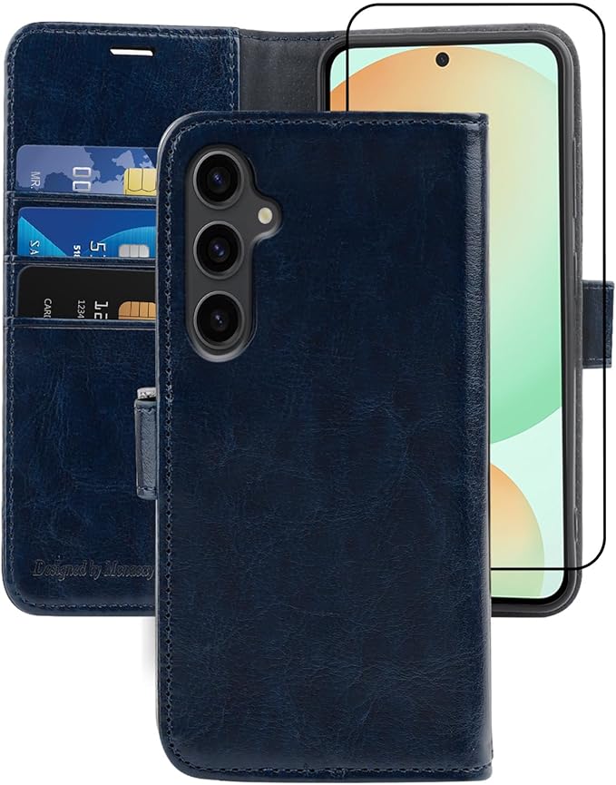 MONASAY Wallet Case Fit for Samsung Galaxy S24 FE 6.1 inch 5G,[RFID Blocking] Flip Folio Leather Cell Phone Cover with Credit Card Holder, Blue