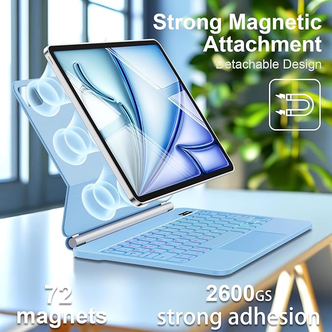 Keyboard Case for iPad Air 13 inch (M3 2025/M2, 2024),iPad Pro 12.9 inch (3/4/5/6th Gen)，Magic-Style Magnetic – Floating Cantilever Stand – Backlit Keyboard Case with Multi-Touch Trackpad