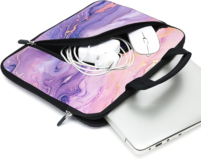 11.6-12.2 inches Laptop Sleeve Chromebook Case Ultrabook Case Notebook Sleeve Tablet Case Neoprene Handle Sleeve for Men Women, Two Pockets(Pink Purple)
