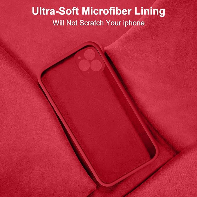 Vooii Compatible with iPhone 11 Pro Case, Upgraded Liquid Silicone with [Flat Edges] [Camera Protection] [Soft Anti-Scratch Microfiber Lining] Phone Case for iPhone 11 Pro 5.8 inch - Red