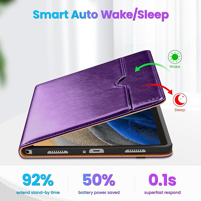 DTTO for Samsung Galaxy Tab A9 Plus 11 inch Case 2023, Premium Leather Business Folio Stand Cover with Hand Strap for Galaxy Tab A9+ 11'' 2023 Model (SM-X210/X216/X218) - Auto Wake/Sleep, Dark Purple