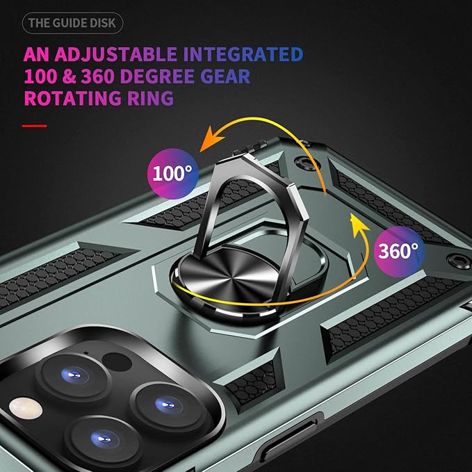 ADDIT Phone Case for iPhone 14 Pro Case,with Kickstand Ring,Adjustable Stand,Military Grade,Heavy Duty Protection,Shockproof,Anti-Fingerprint,Support Magnet Car Mount,Teal