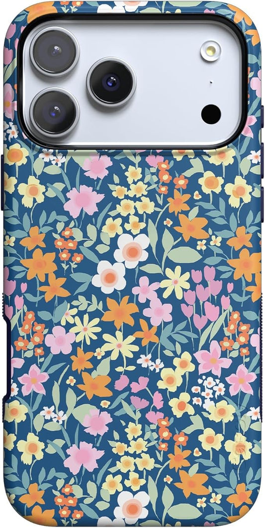 Casely iPhone 17 Pro Case | Full Bloom | Navy Floral | Compatible with MagSafe | Bold Protective Design