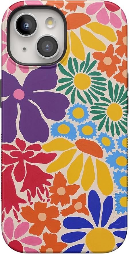 Casely iPhone 14 Case | Flower Patch | Multi-Color Floral | Compatible with MagSafe | Bold Protective Design