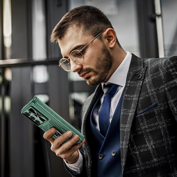 VEGO for Galaxy Z Fold 6 Case with Belt Clip Holster, 360°Ring Magnetic Kickstand & Camera Cover & Front Screen Protector & Hinge Protection Shockproof Armor Case for Samsung Z Fold 6 - Green