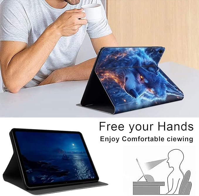 Case for Samsung Galaxy Tab A9+/A9 Plus 11” 2023 Model (SM-X210/X216/X218), Slim PU Leather Stand Cover with Auto Wake/Sleep, Multi-Angle Viewing & Shockproof, Blue Wolf