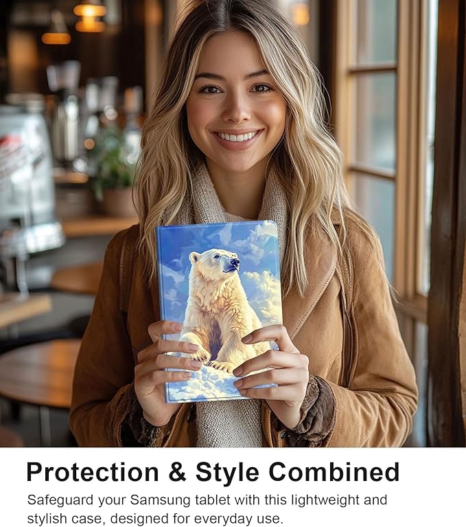 Case for Samsung Galaxy Tab S10 Plus/ S9 FE Plus/ S9 Plus 5G Tablet 12.4'', Slim PU Leather Stand Cover with Auto Wake/Sleep, Multi-Angle Viewing & Shockproof, White Polar Bear