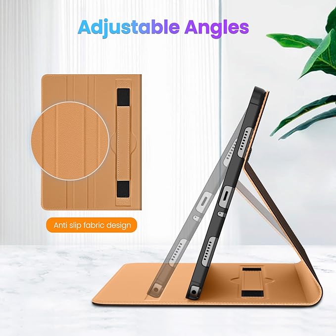 DTTO for Samsung Galaxy Tab A9 Plus 11 inch Case 2023, Premium Leather Business Folio Stand Cover with Hand Strap for Galaxy Tab A9+ 11'' 2023 Model (SM-X210/X216/X218) - Auto Wake/Sleep, Dark Brown